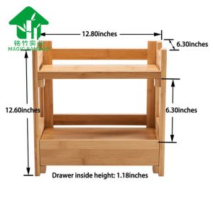 Miscellaneous Storage Rack Desktop Small Two-Layer Bamboo Cosmetics Rack with