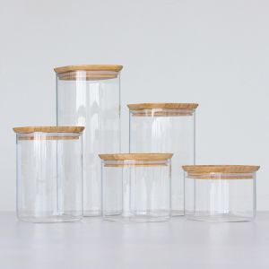 High Borosilicate Glass Coffee Jars Canister With Lids 1600ml