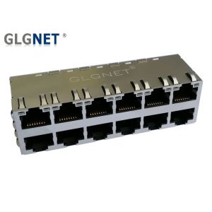 Class Filled PBT LAN RJ 45 Connector 2 x 6 Stacked Magnetic RJ45 Connector