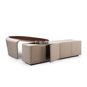 L Shaped Modern Luxury Design High Gloss Executive Office Desk
