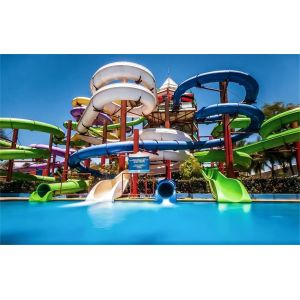 Kids Fiberglass Water Park Slide Outdoor Water Play Carnival Rides
