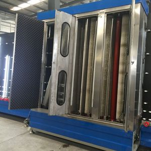 Insulating glass vertical washing machine with open top