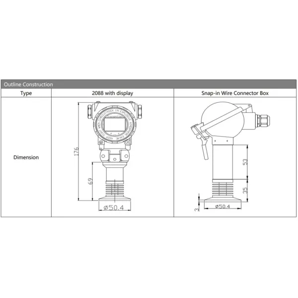 BPHT24-III Hengtong Digital Output 2088 Pressure Transmitter for Food Industry Smart Pressure Sensor