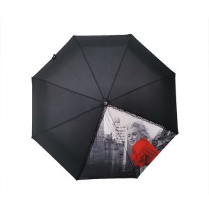 Lady Fashionable Auto Open Close Umbrella Rubber Coating Handle 21 Inches