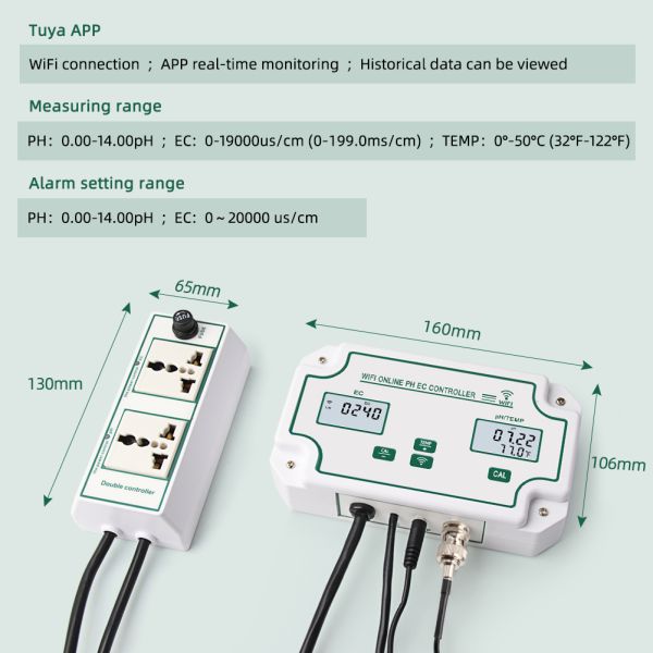 Digital pH Meter with 0-19000us/cm EC Range 0.00-14.00pH Range and 0°-50℃ Temperature Range for Accurate Water Quality Testing