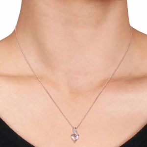 New Design Rose Gold Plated Morganite Stones Women Gift Wedding Pendant Necklace