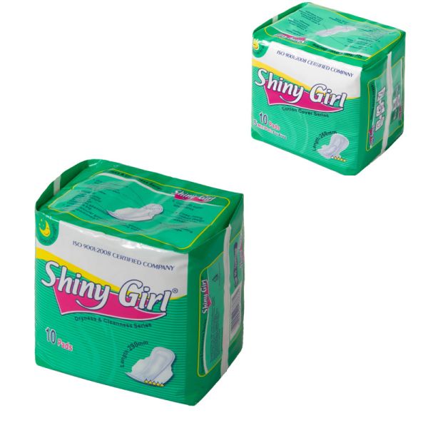 Hot Selling Good Quality Shiny Girl Brand Ladies Sanitary Napkin for Night Use