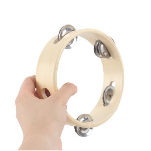 China BeBe 15cm Wooden Musical Toys Handbell Wooden Tambourine Baby on sale