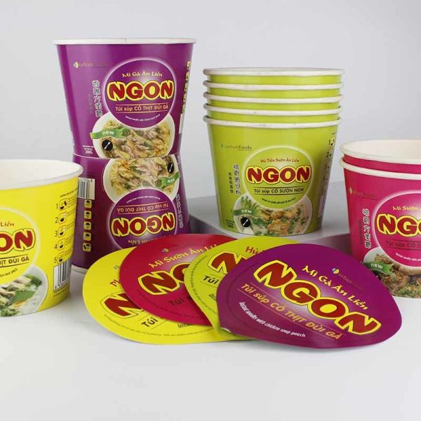 Custom Eco- Friendly food grade paper Instant Noodle Cup Noodles Packaging With Alumium Seal Lid