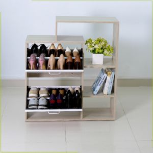 KD package Drawable 93cm Oak Wooden Shoe Rack Cabinet