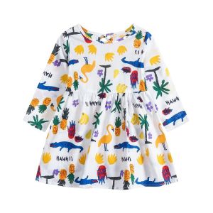 Spring Children's Clothing Girls Long Sleeve Dress Print Princess Dress