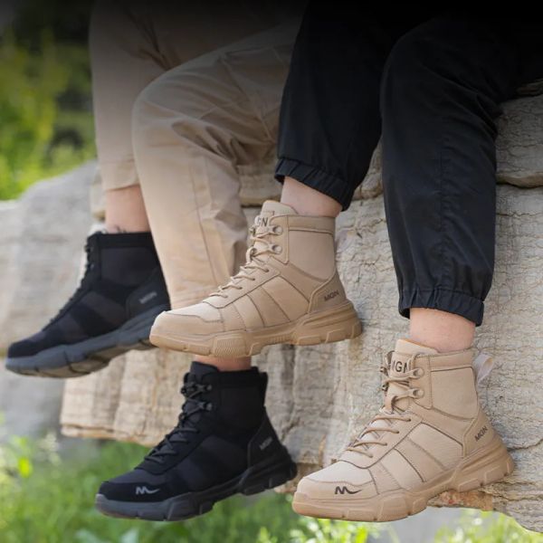 Lightweight Safety Working Boots Yellow Black With Wide Steel Toe / Kevlar Plate