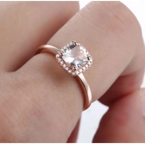 925 Sterling Silver Round Shape Rose Gold Platedt Morganite Cuff Earrings