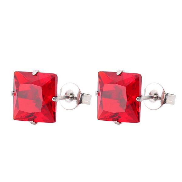 Women Men Zircon Diamond Square Stud Earrings Stainless Steel Body Piercing Jewelry Earrings