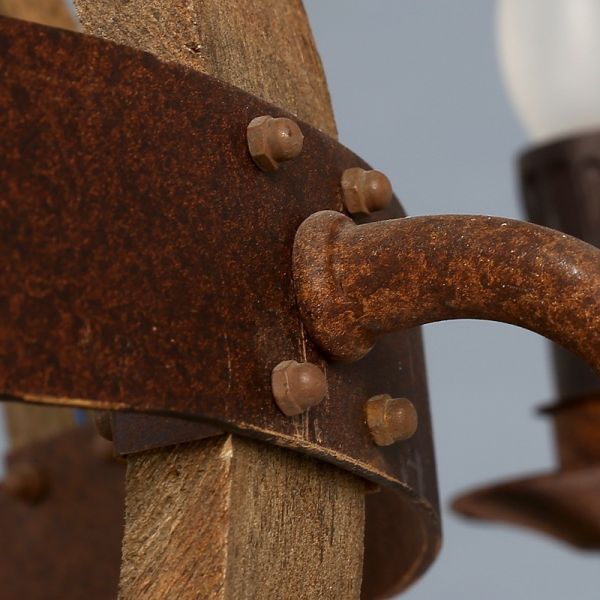 Round Rustic Chandelier Wood Material for home lighting (WH-CI-90)