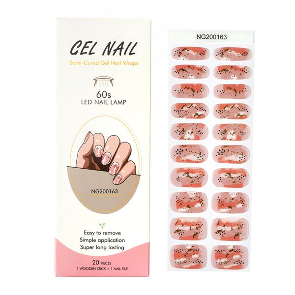 Uv gel Hot Sell Semi Cured Wraps Long Lasting Gel Nail Stickers New Arrival Styles Nail Gel Wraps With Uv Lamp