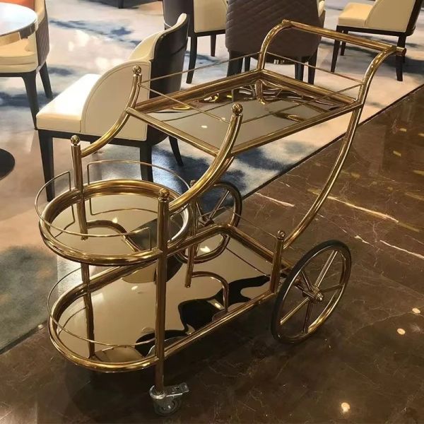 Commercial Bar Trolley Hotel Restaurant Furniture Metal Venue Mobile Delivery Trolley