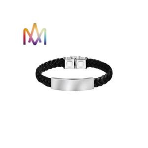 China 13g Plait Grain Braided Leather Bracelet Engraved on sale