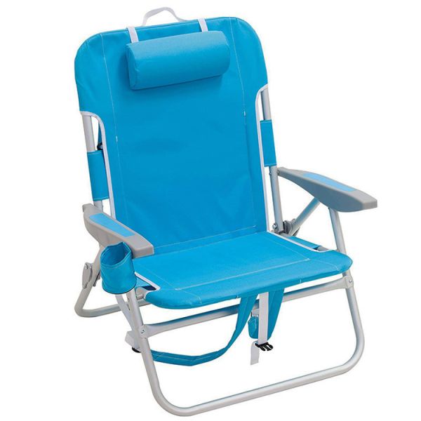 Aluminum Outdoor Folding Beach Chair with Storage Pouch and Traditional Design Style
