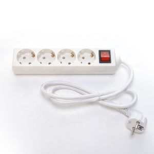 Quality Eu Power Strip with 4 Outlet Power Strips Rated Current 10/16A White Surge Protector Cable H05VV-F 3x1.5mm2 for sale