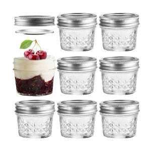 4Oz Crystal Mason Caviar Glass Storage Jars With Airtight Lids