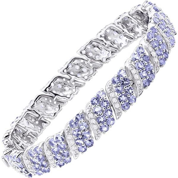 Buy Finecraft 16 Cttw Natural Tanzanite White Topaz Link Tennis Bracelet Sterling Silver at wholesale prices