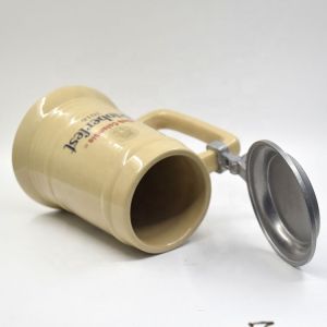 Beer festival custom ceramic beer mug with metal lid