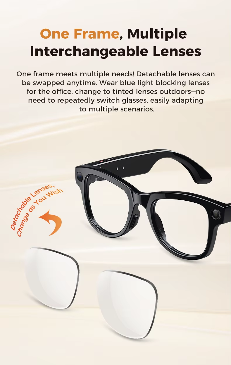 GS5 Max Smart Glasses With Charging Case 8MP Camera Wi-Fi Transfer AI Translation