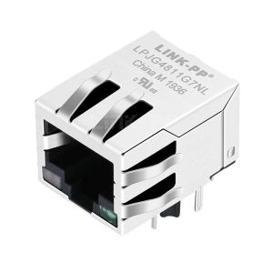 Quality Pulse JXKM-0013NL Compatible LINK-PP LPJG4811G7NL 100/1000 Base-T Tab Down G&amp;Y/G Led 1 Port Panel Mount Shielded RJ45 Through Connector for sale