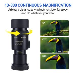 4K 10-300X40mm Phone Monocular Telescope Super Telephoto Zoom Monocular