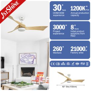High Air Volume 52 Inch Solid Wood Ceiling Fan Decorative Pure Copper Motor