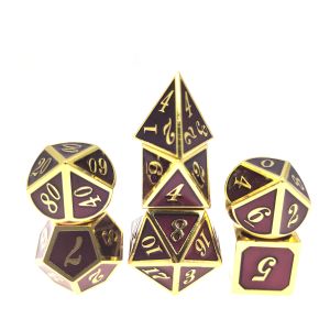Heavy Weight Metal RPG Dice Neat Sharp Edges Micro Dice Set Pink Polyhedral Gilt
