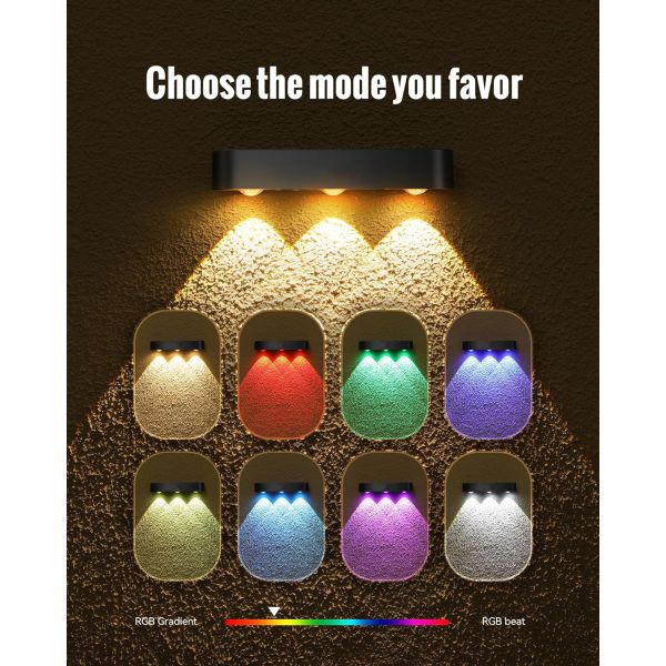 Solar Fence Light RGB LED IP65 Waterproof Outdoor Garden Light