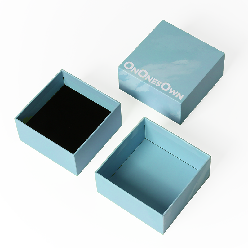 Custom Logo Rigid Paper Cardboard Jewelry Gift Box with Lid and Base Foam Insert