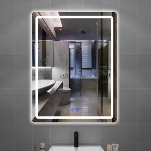 Custom Rectangular Frameless Bathroom Mirror Smart Backlit LED Wall
