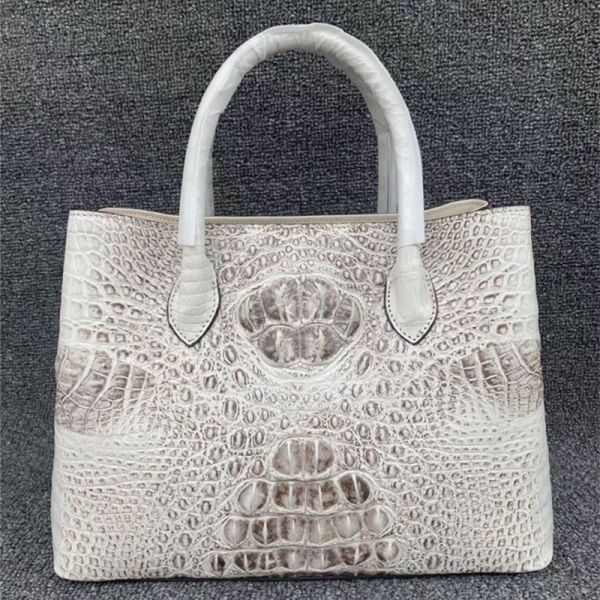Authentic Alligator Skin Female White Purse Lady Three-way Handbag Genuine Crocodile Leather Women Single Shoulder Bag