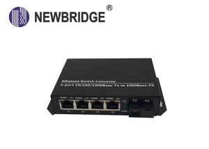 Quality AC 240V Single Mode dual Fiber To Ethernet Media Converter 4 Port 10 100 1000M RJ45 ip switch for sale
