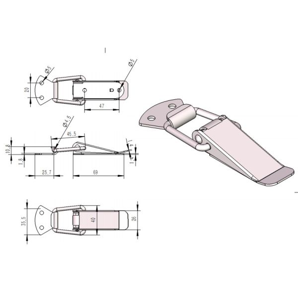 toggle latch, draw latch, tension latch, tool box latch