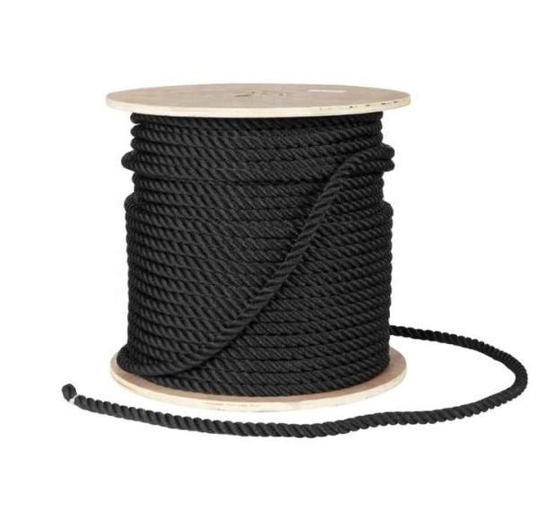 Buy Marine Black Polyester Double Twisted 3 Strands Mooring Rope at wholesale prices