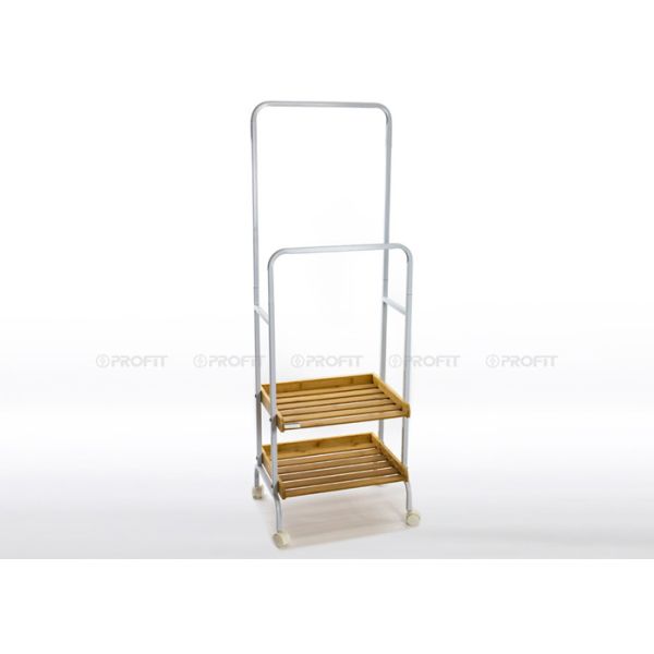 Buy 44cm Length Height 132cm Bamboo Metal Hangers Bathroom Towel Storage Shelf at wholesale prices