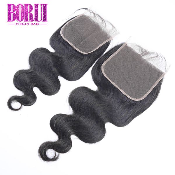 Pre Plcuked Human Hair Lace Closure Hd Transparent Lace Brazilian Body Wave