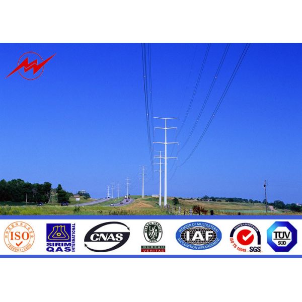 Buy Bitumen 132kv Double Circuit Galvanized Steel Pole , Steel Power Poles at wholesale prices