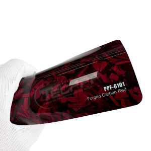 Forged Carbon Red Paint Rock Chip Protection Film 8mil For Automotive