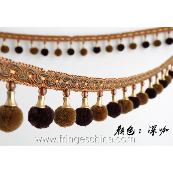 Machine producing OEM wholesale beautiful trimmings beaded pom pom fringes
