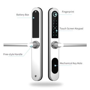 Intelligent Wifi Smart Home Fingerprint Card Biometric Glass Door Lock 4pcs AA