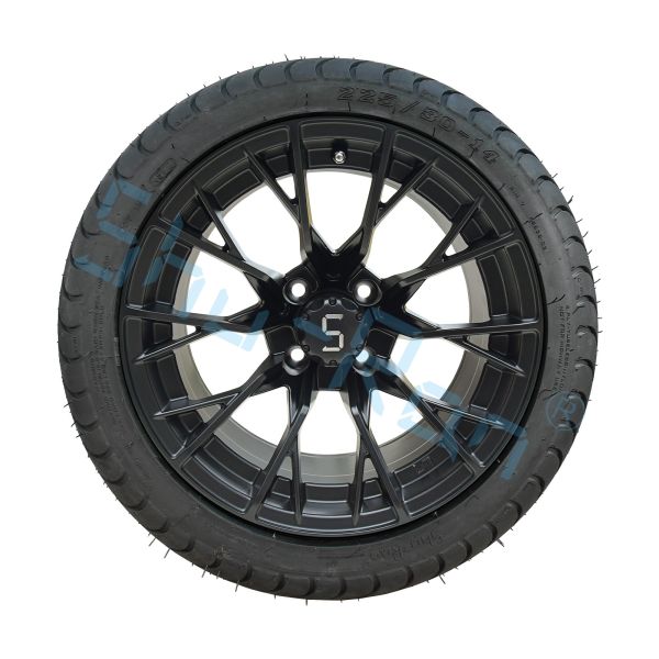 Buy Wholesale Glossy Black 14 inch Rims with DOT Approve Tire for Golf Carts at wholesale prices