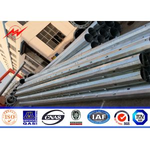 Round Shaped Galvanized Steel Pole 16 Sides With Galvanized Climbing Bolt