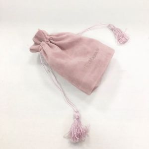 Luxury dust velvet bags custom foil drawstring tassel black velvet bags