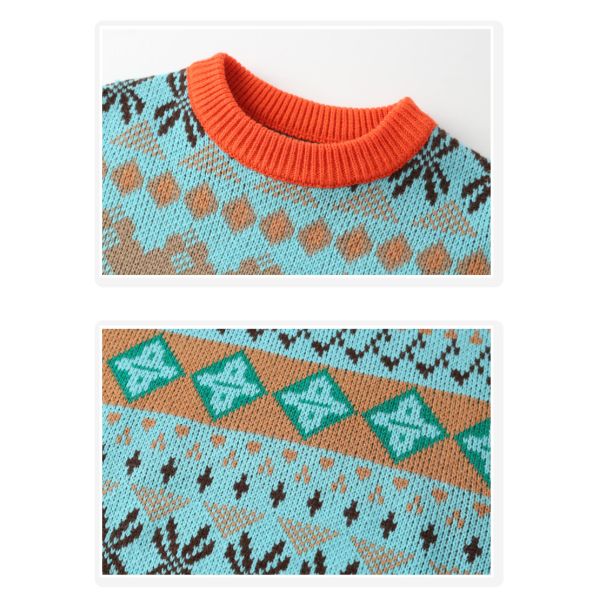 Middle Childrens Spring Clothes Round Neck Sweater Jacquard Craft