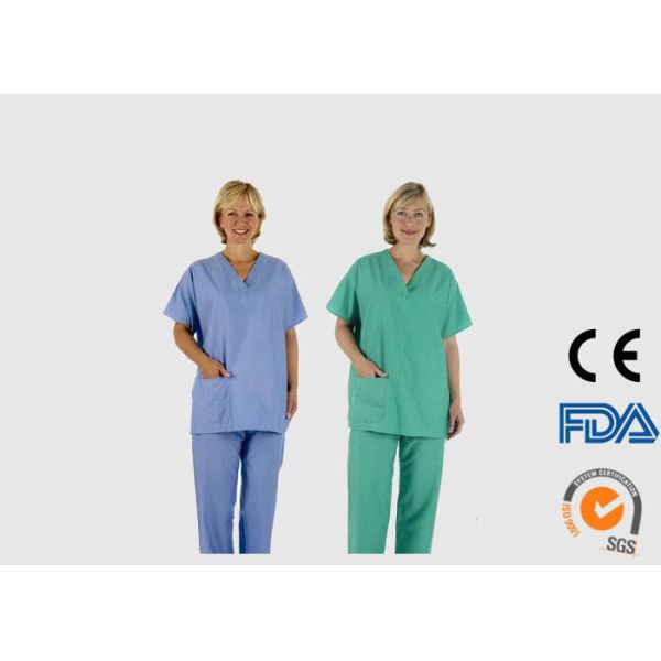 PP Plastic Material Disposable Medical Scrubs Liquid Proof Blue Color